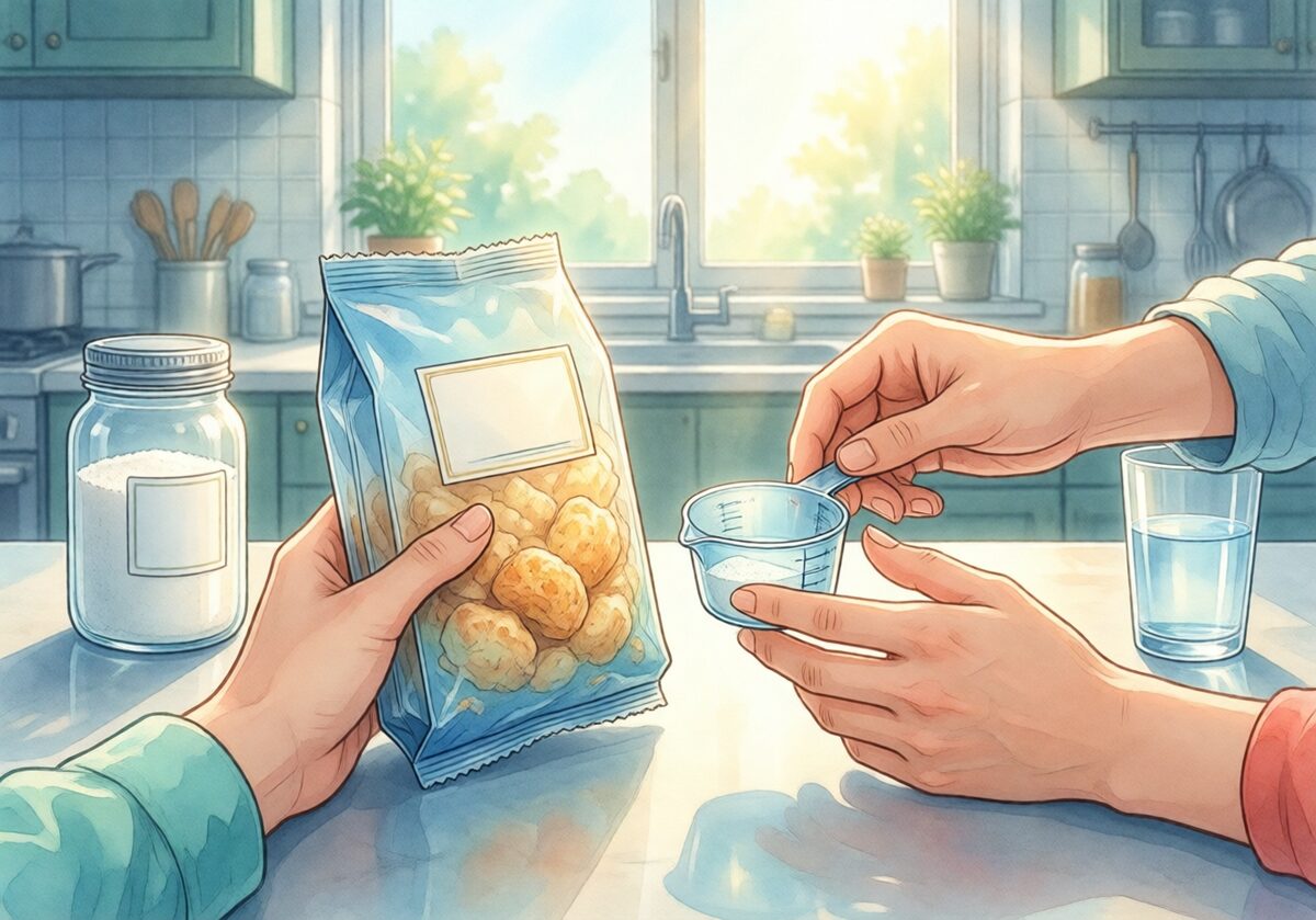 영양표시 기준량과 실제 마시는 양을 확인하는 예시 일러스트